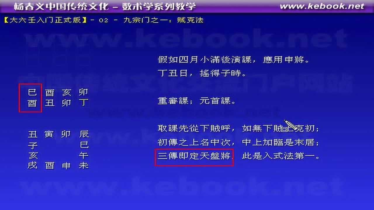 杨春义壬课书网大六壬入门正式版002九宗门之贼克法