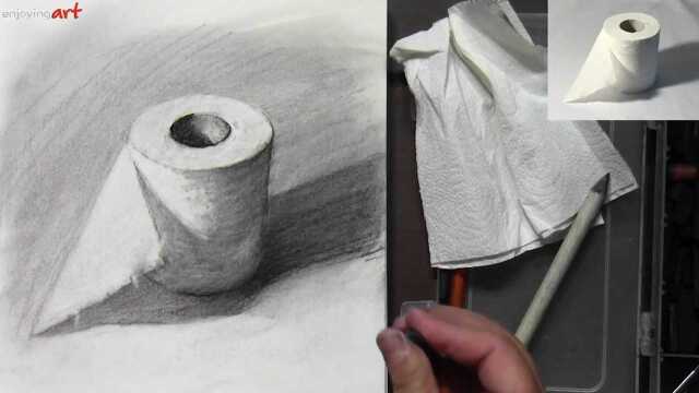 简单的铅笔素描如何画一卷厕纸想画到这样也不容易