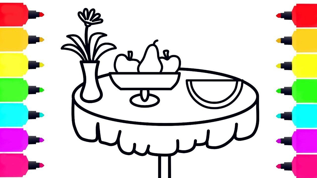 给宝宝画餐桌简笔画涂色彩
