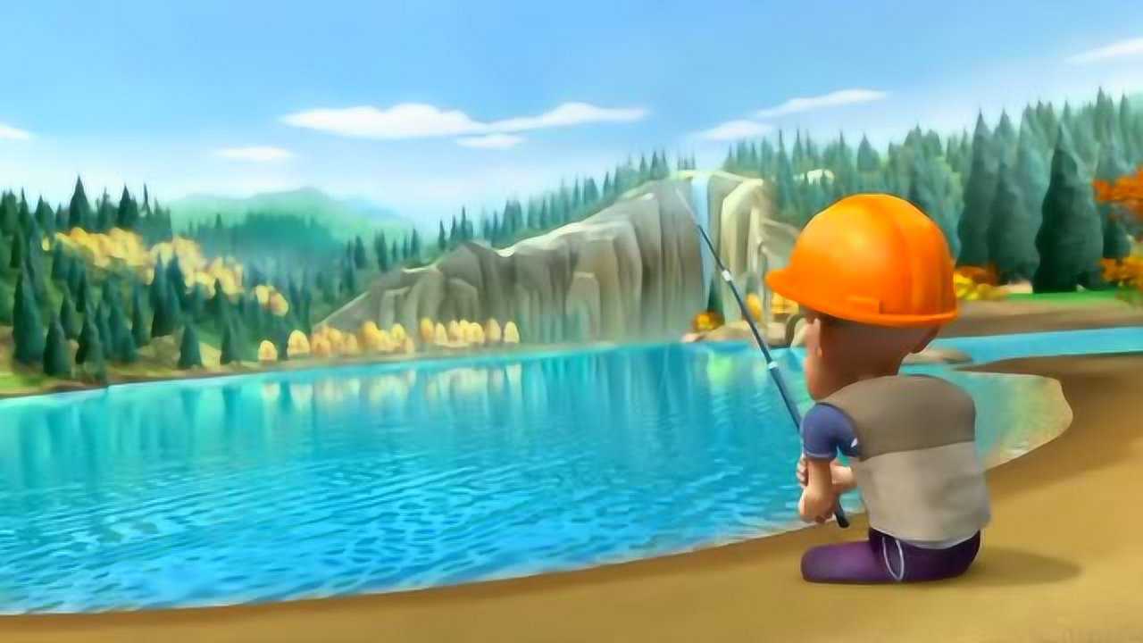 熊出没光头强钓鱼也学姜太公一天一条鱼也没有