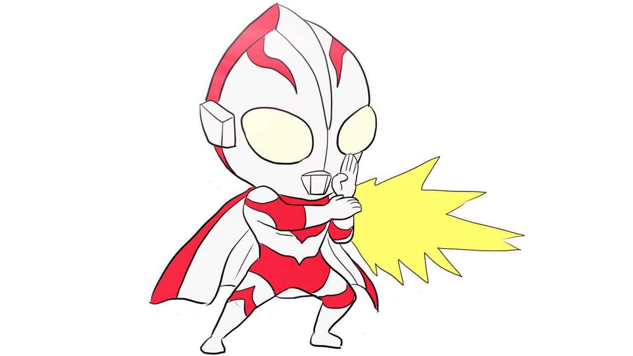 q版奥特曼发光波儿童卡通简笔画