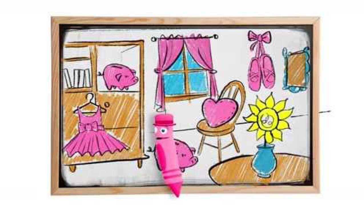 少儿英语启蒙早教动漫彩色铅笔起居室简笔画游戏学习颜色