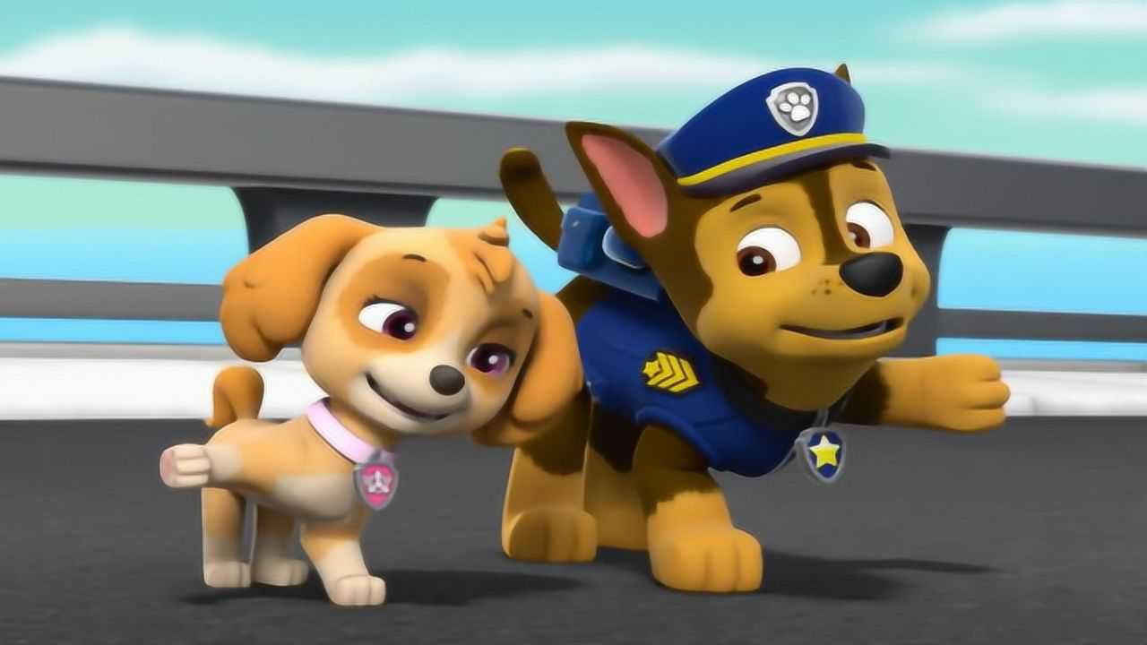 狗狗巡逻队毛毛和阿奇路边跳舞为莱德队长加油喝彩