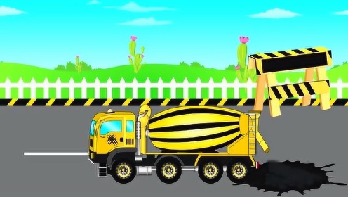 幼儿创意动画启蒙早教,组装推土机和混凝土罐车一起去修路