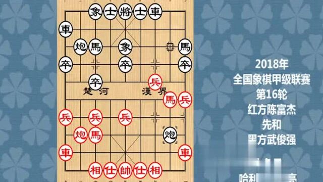 2018年全国象棋甲级联赛第16轮, 陈富杰先和武俊强