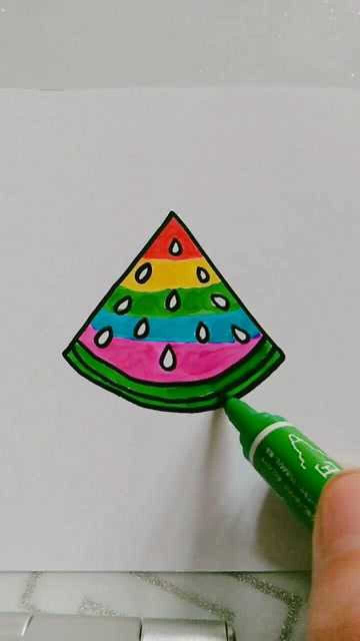 教你画彩虹西瓜瓣学会了没