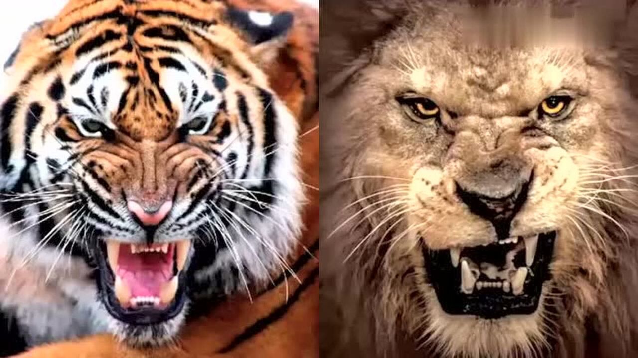 老虎与狮子的动作
