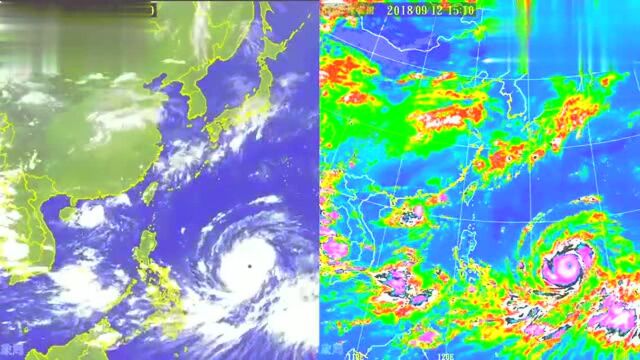 通过卫星云图和雷达看台风“百里嘉”和“山竹”路径