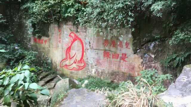 福州鼓山藏在山谷里巨大达摩画像,字与画相映成趣民国达摩祖师