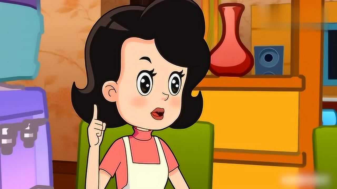 大头吃着爸爸妈妈吃不完的蔬菜,还要洗好多衣服,真累!