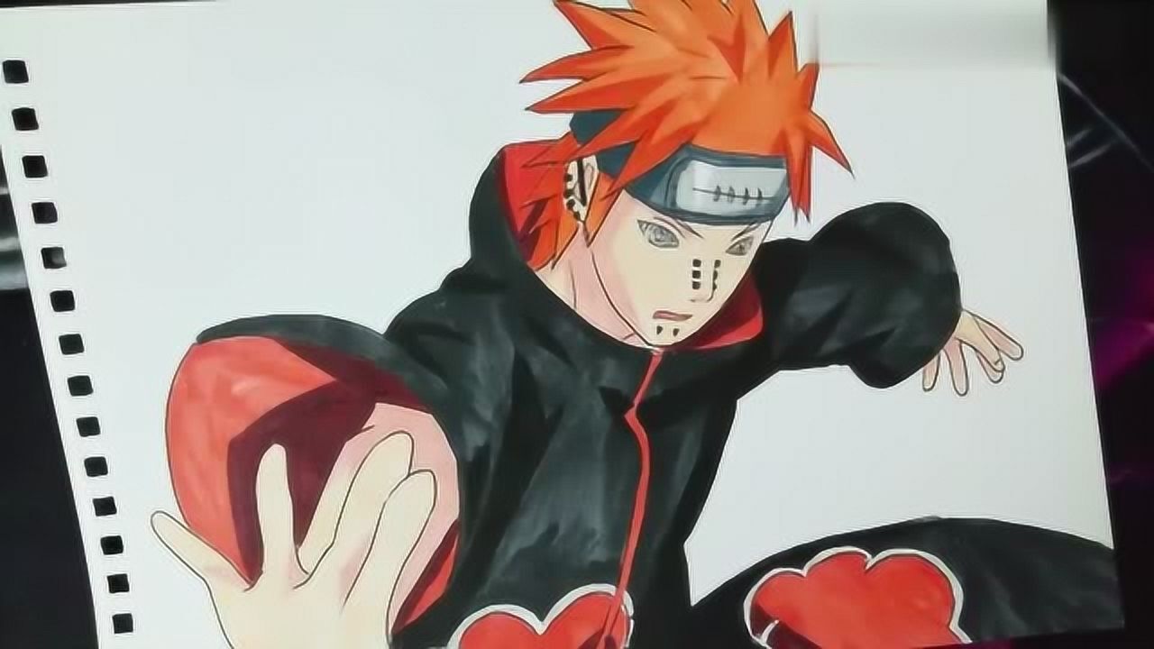 马克笔手绘,大神画火影忍者佩恩