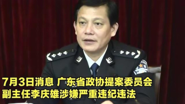 广东省公安厅原常务副厅长李庆雄被查!涉嫌严重违纪违法