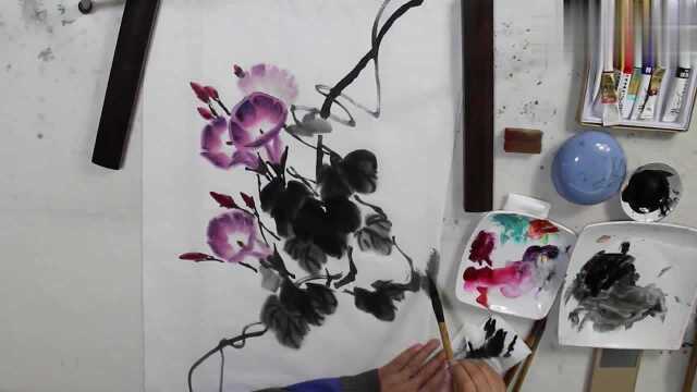 花鸟画——牵牛花叶脉的画法