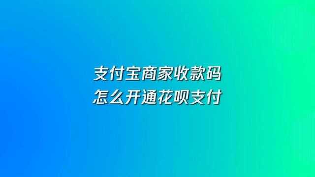 支付宝商家收款码咋开通花呗支付