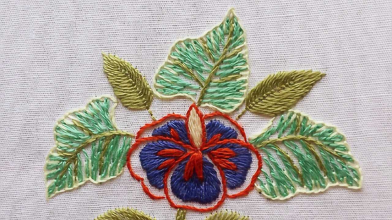 刺繡敦煌圖案填充繡葉脈勾邊三步繡制的葉子好看嗎