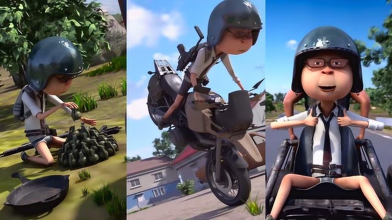 阿银动漫阿银骑上摩托车窜到了天上顺利吃鸡