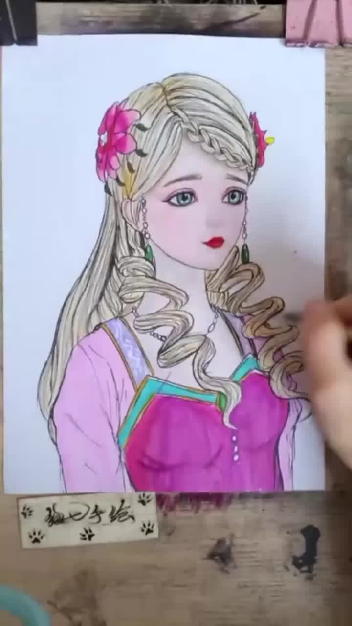 手绘精灵梦叶罗丽马克笔上色全过程灵公主的美真不是盖的