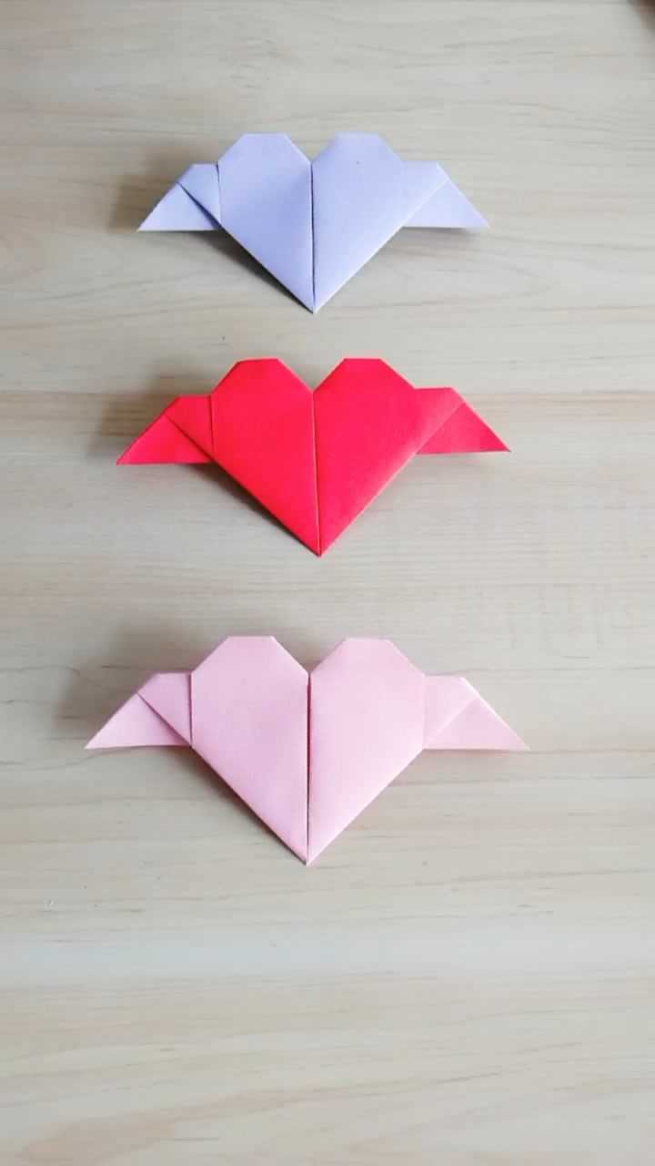 手工折纸最简单的心的折法哦