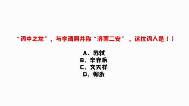 公务员考试:谁是“词中之龙”,与李清照并称“济南二安”