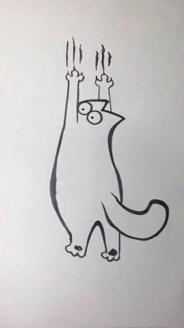 教大家画一只爬墙的小猫咪可爱的样子真是把心都萌化了