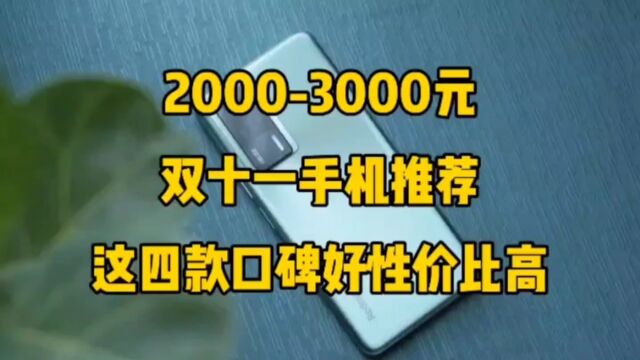 20003000元,双十一手机推荐,这四款口碑好,性价比高