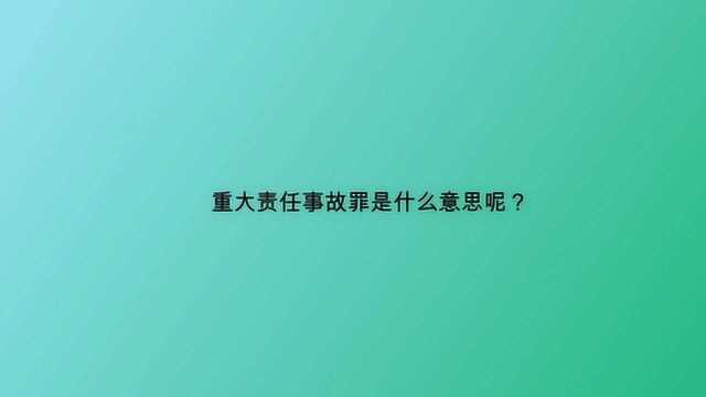 重大责任事故罪是什么意思呢?