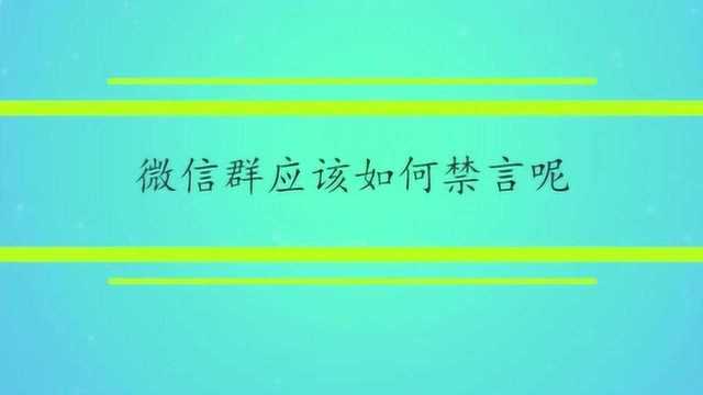 微信群应该如何禁言呢