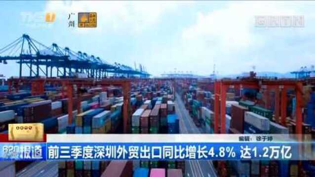 前三季度深圳外贸出口同比增长4.8%,达1.2万亿