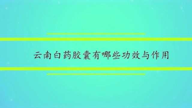 云南白药胶囊有哪些功效与作用