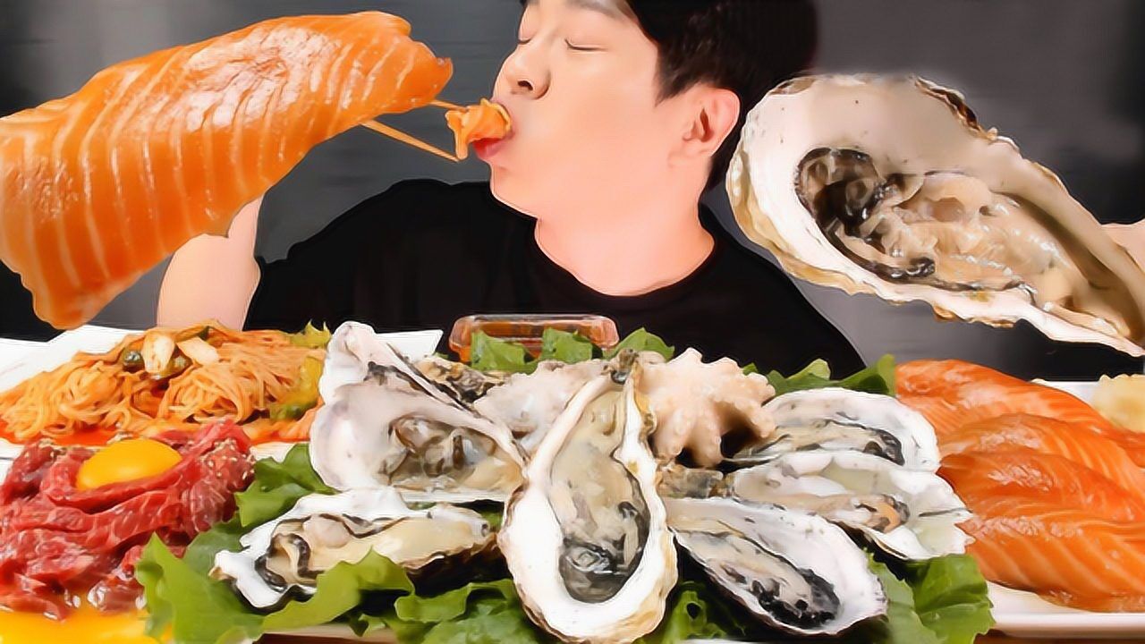 大胃王吃海鲜大餐最流行的吃播食材网友胃里翻江倒海