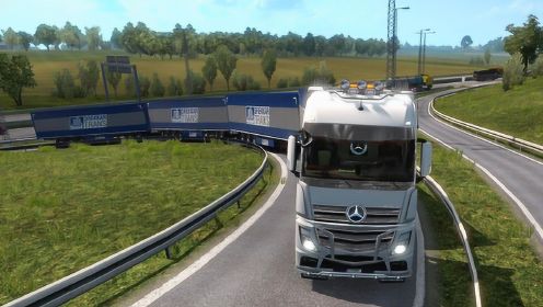 乐美解说 欧洲卡车模拟2 四货柜太长了 过匝道差点卡住不动了