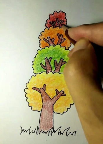 一排树木怎么画