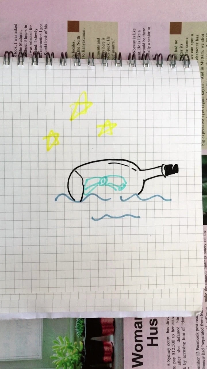 简笔画是海上的漂流瓶!
