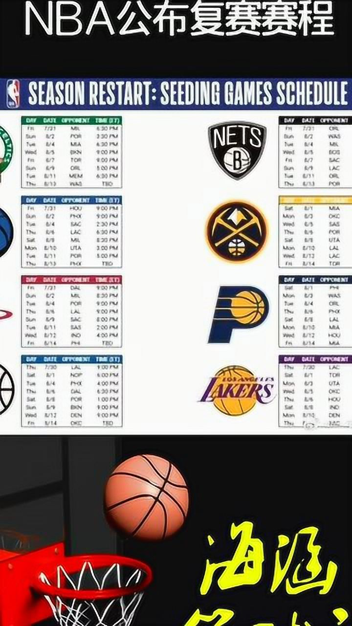 nba公布复赛赛程