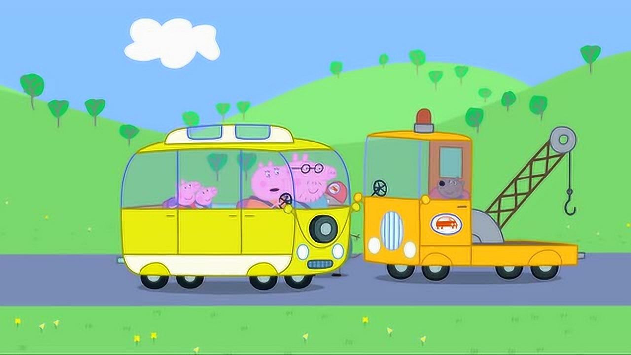 小猪佩奇佩奇一家去度假,猪爸爸专门借来露营车,还会说话