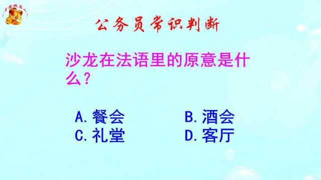 公务员常识判断,沙龙在法语里的原意是什么?知道的人不多哦