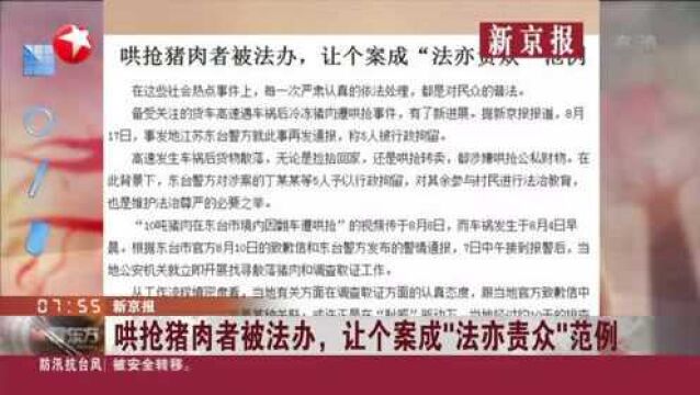 新京报:哄抢猪肉者被法办,让个案成“法亦责众”范例