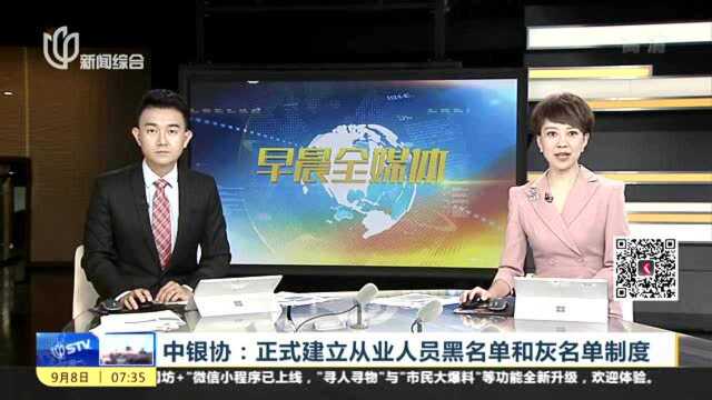 中银协:正式建立从业人员黑名单和灰名单制度