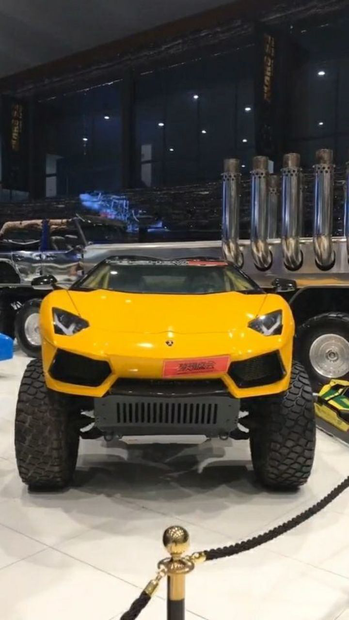 国内唯一一辆改装的兰博基尼大脚车,去过健身房的就是不一样