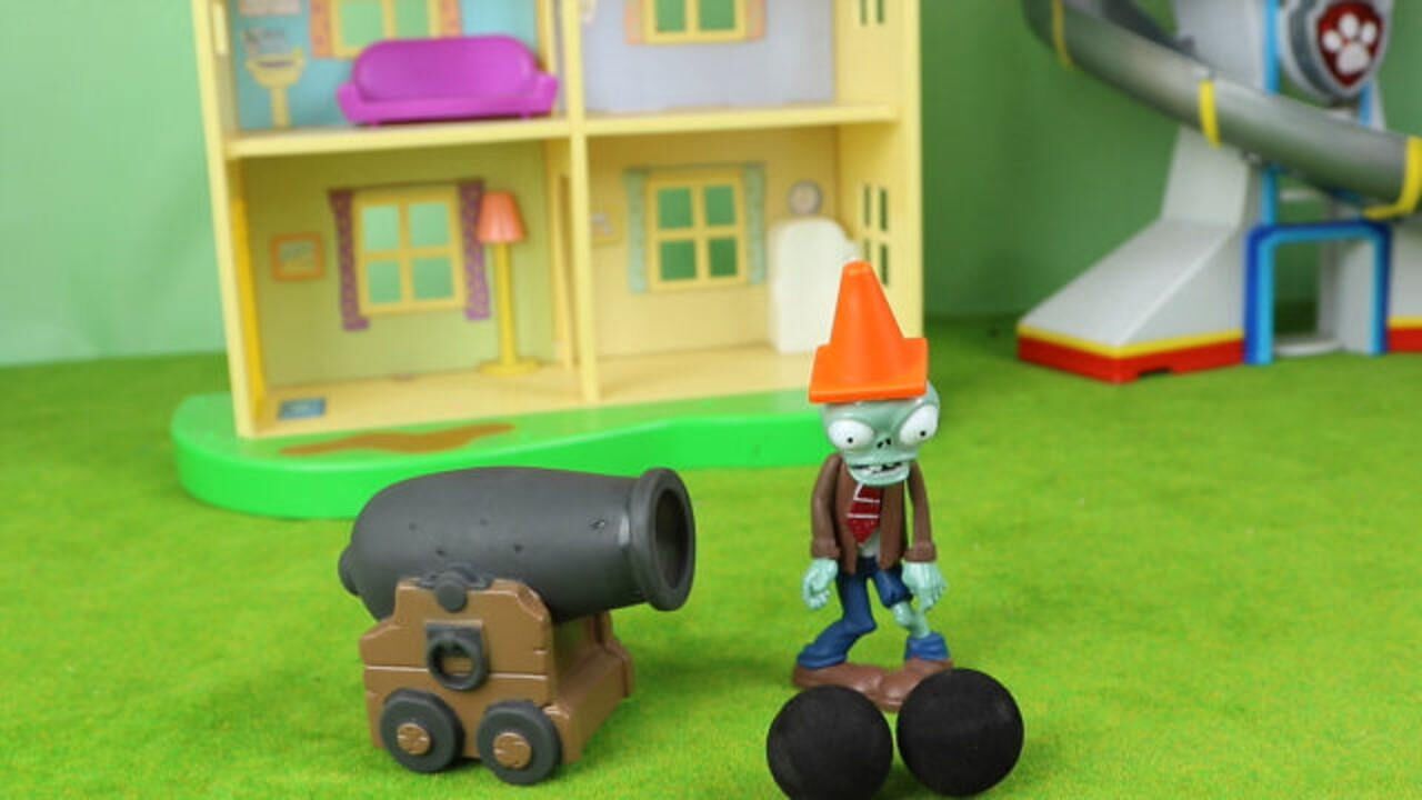 植物大战僵尸路障僵尸加农炮玩具拆箱分享