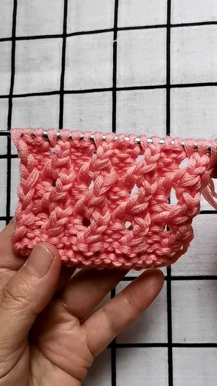 镂空柳条花编织教程,4针4行一个花型