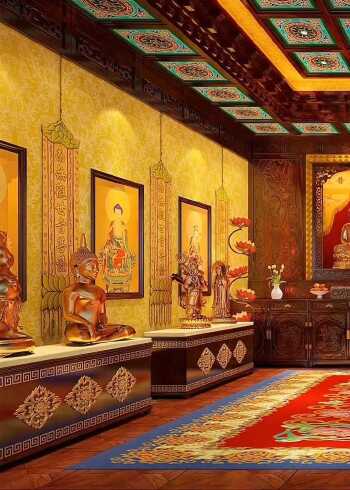 佛光普照中式风,别墅里的私人家庭佛堂,你们觉得怎么样