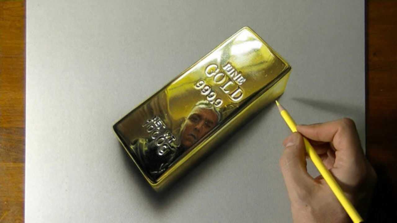 会画画的牛人有多厉害?随手画了几下,竟画出一块"金条"!