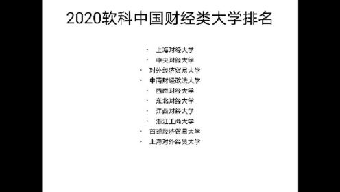 2020软科中国大学排名：上海财经大学排名第一，实力很强
