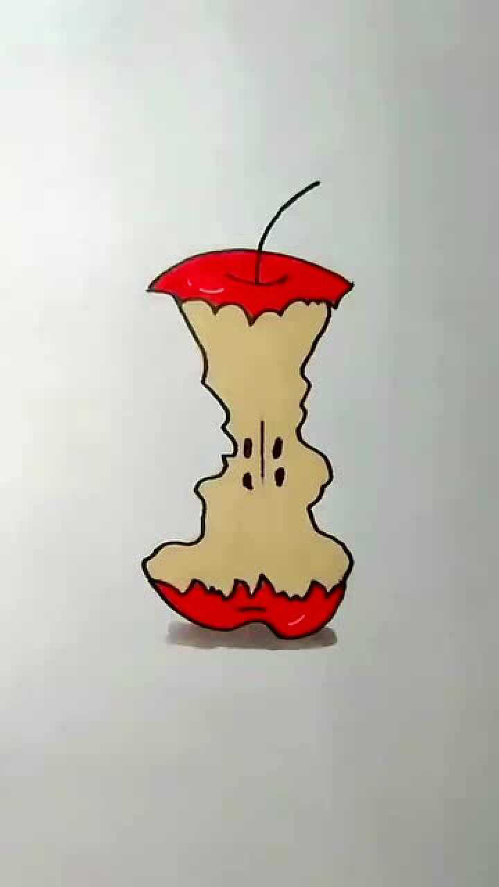 儿童简笔画,画吃剩的苹果核_腾讯视频