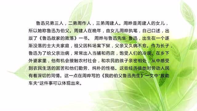 6年级上册部编版语文同步课(新):《我的伯父鲁迅先生》第1小节