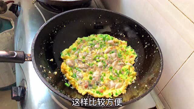 生蚝煎蛋的详细做法,不需要焯水,蛋饼完整又金黄,男人加油菜