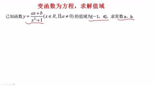 高中数学求双参数值,是不是没思路?变函数为方程看看