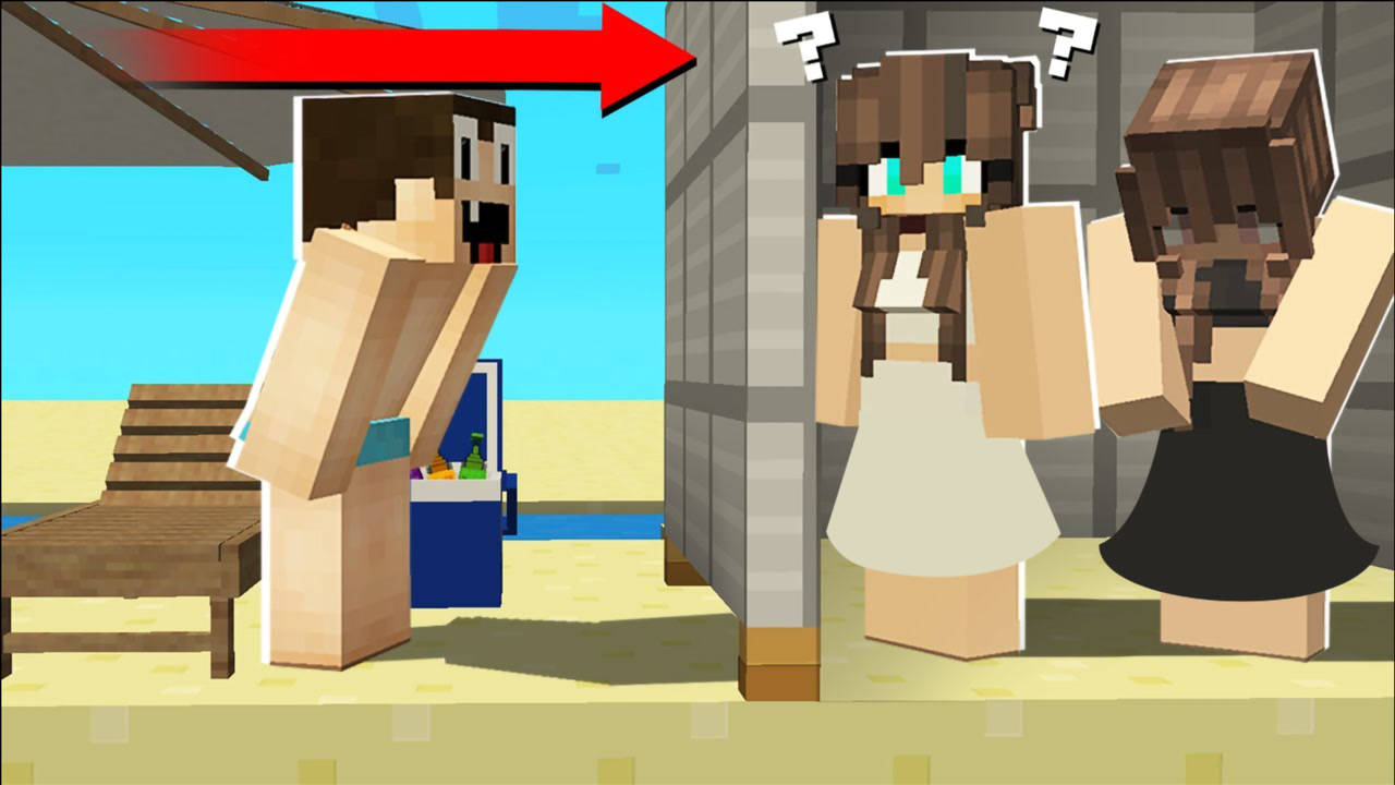 我的世界呆呆带史蒂夫偷看美女洗澡结果却被揍得鼻青脸肿