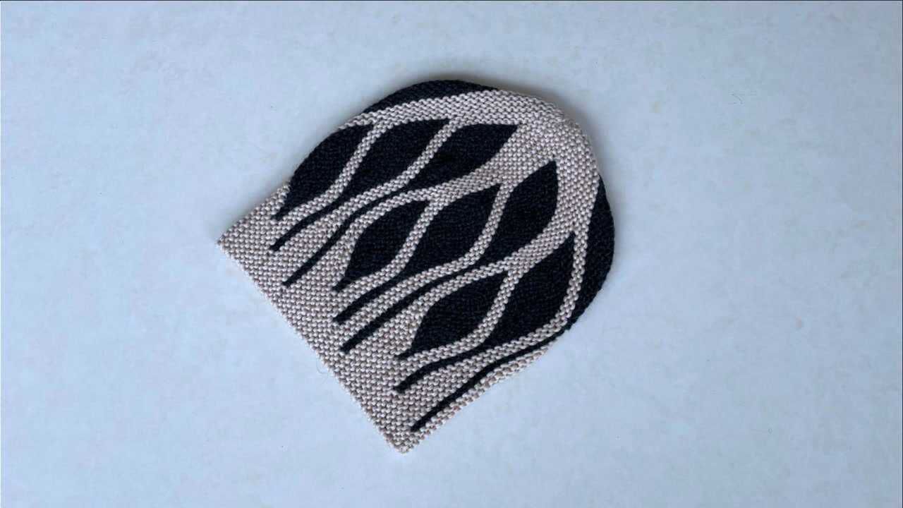 棒针双色帽子的视频教程,叶子花图案,新颖别致,成人儿童都合适